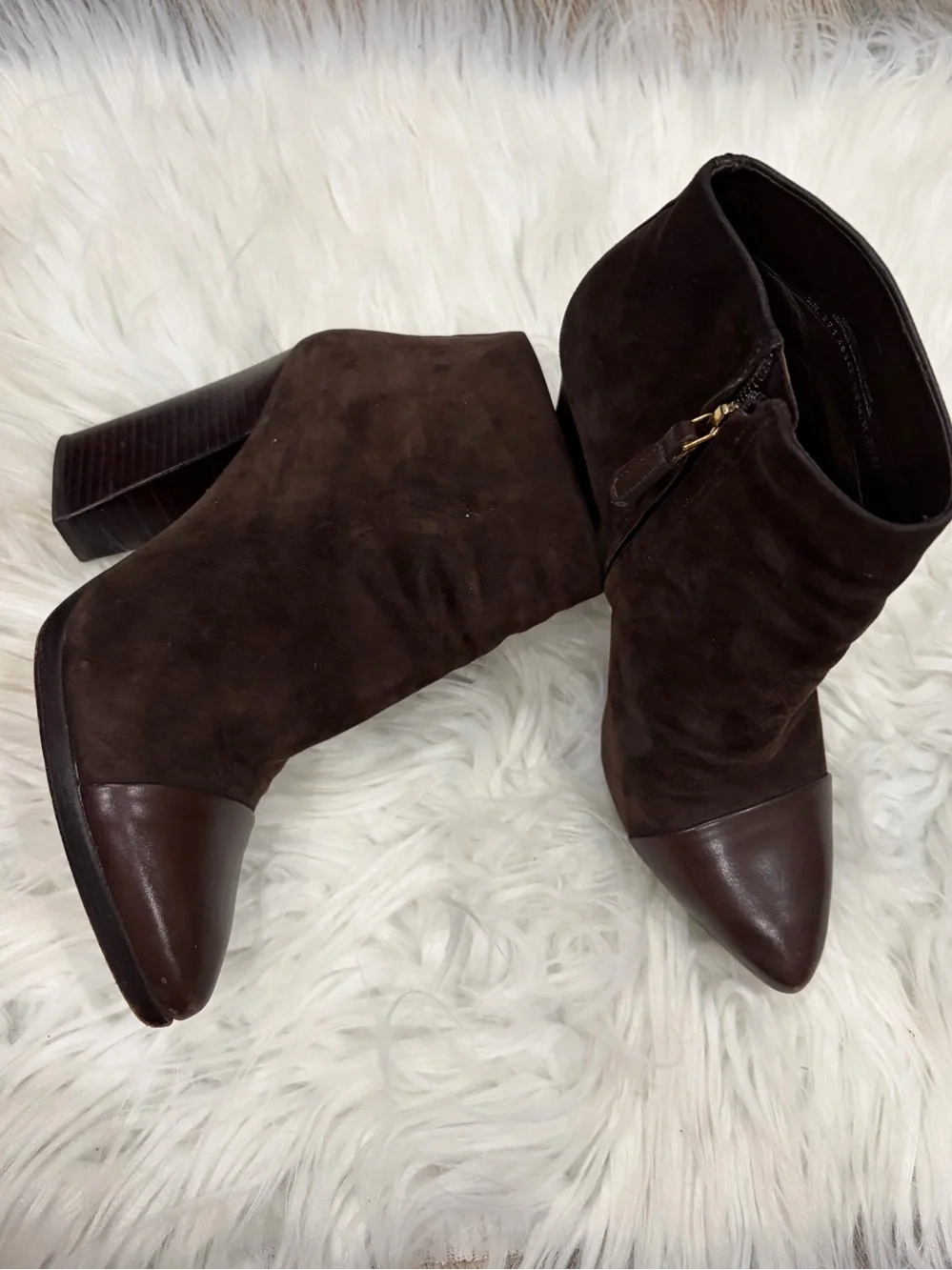 Tory Burch Dark Brown Suede Pointed Toe Ankle Booties